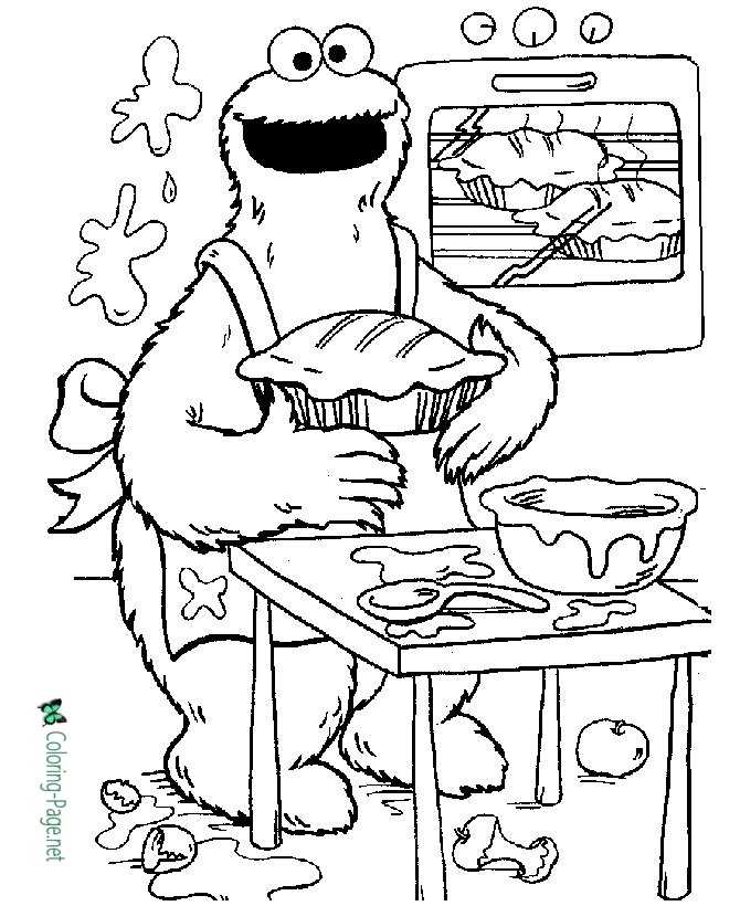 Sesame street cookie monster coloring page