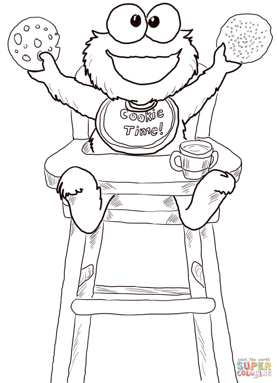 Cookie time for cookie monster coloring page free printable coloring pages