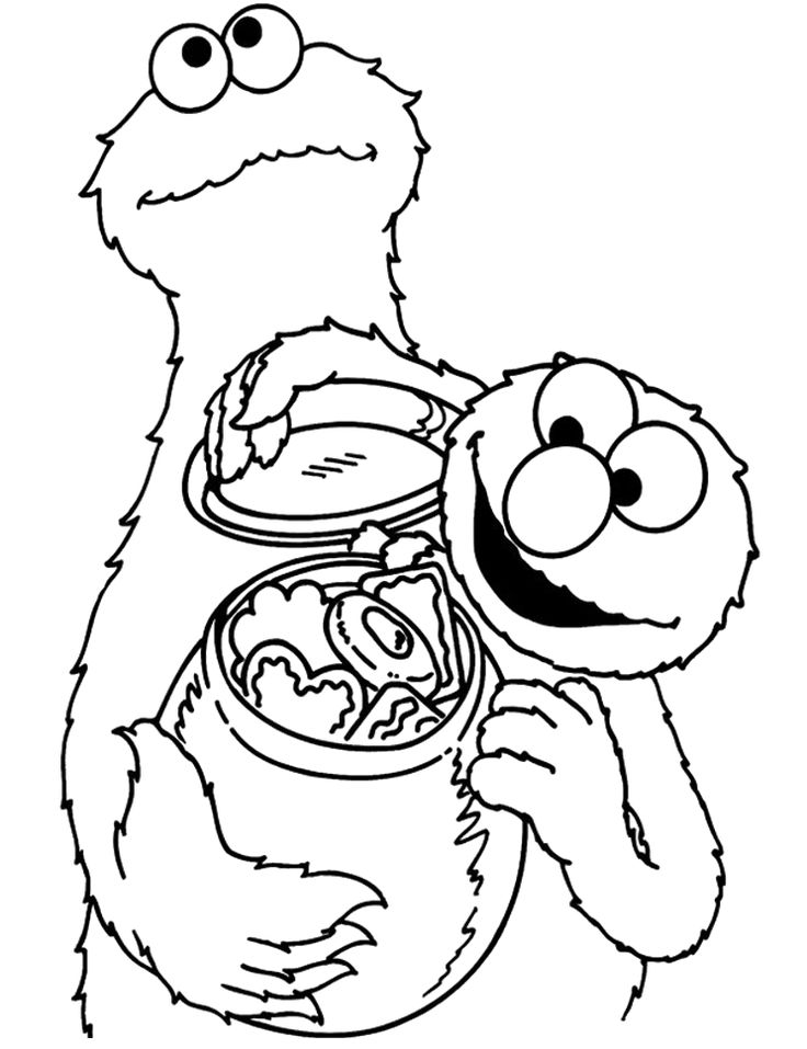 Cookie monster share cookies with elmo coloring pages monster coloring pages elmo coloring pages sesame street coloring pages