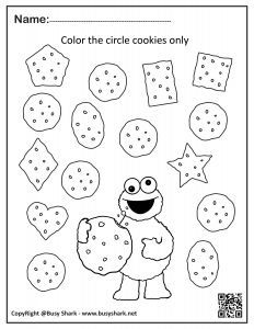 Cookie monster basic shapes free preschool coloring pages