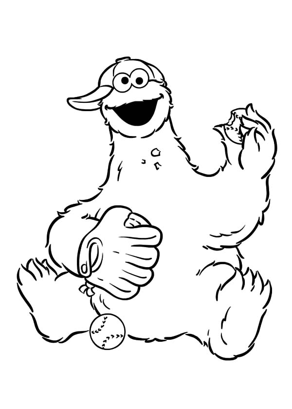Baseball cookie monster coloring pages coloring sky