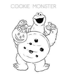 Cookie monster coloring pages playing learning