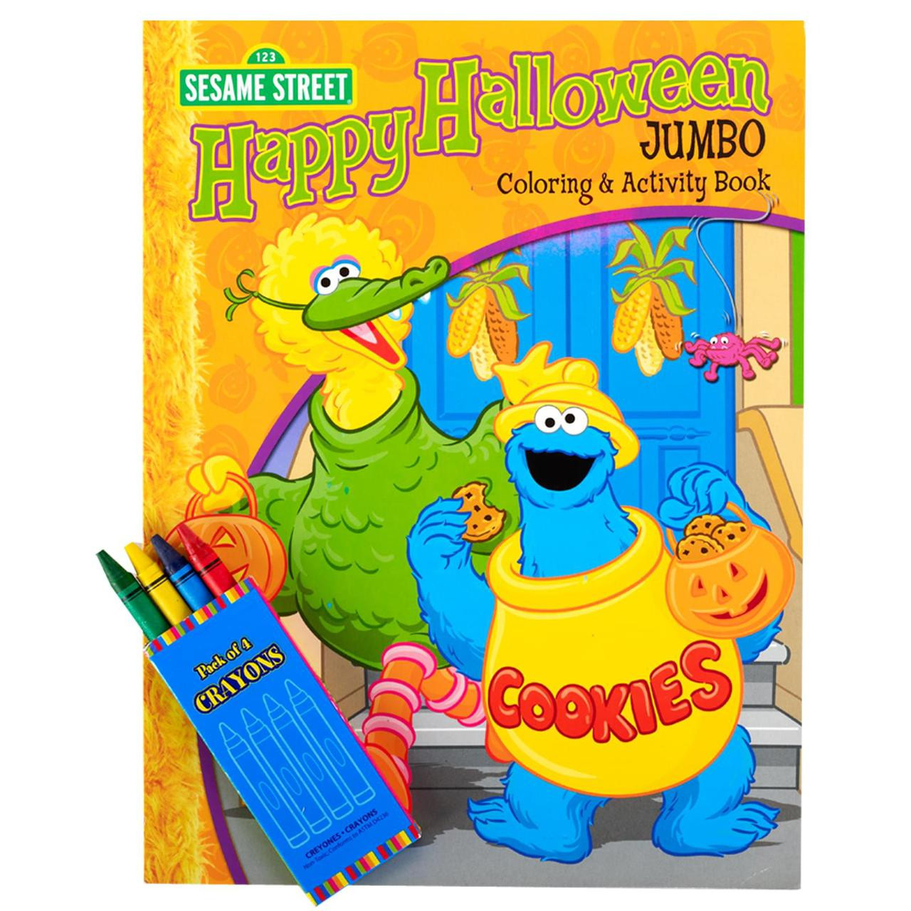 Sesame street halloween jumbo coloring book and crayons set