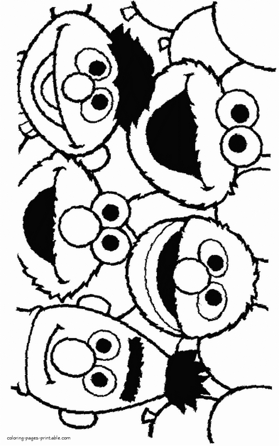 Faces of sesame street heroes coloring