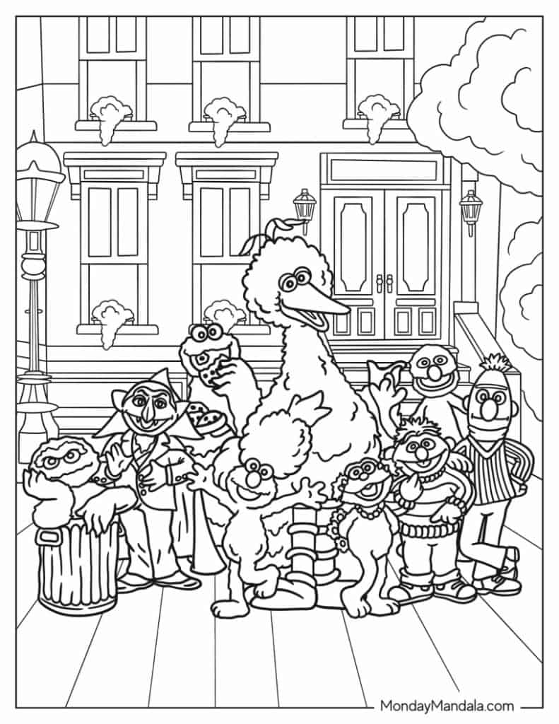 Sesame street coloring pages free pdf printables