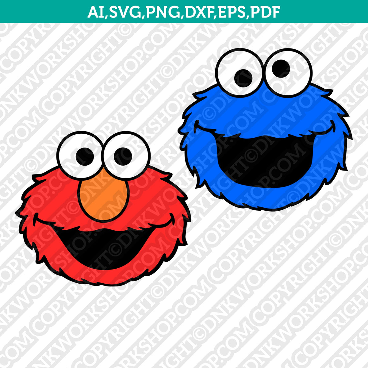 Elmo cookie monster face sesame street svg sticker decal silhouette ca â