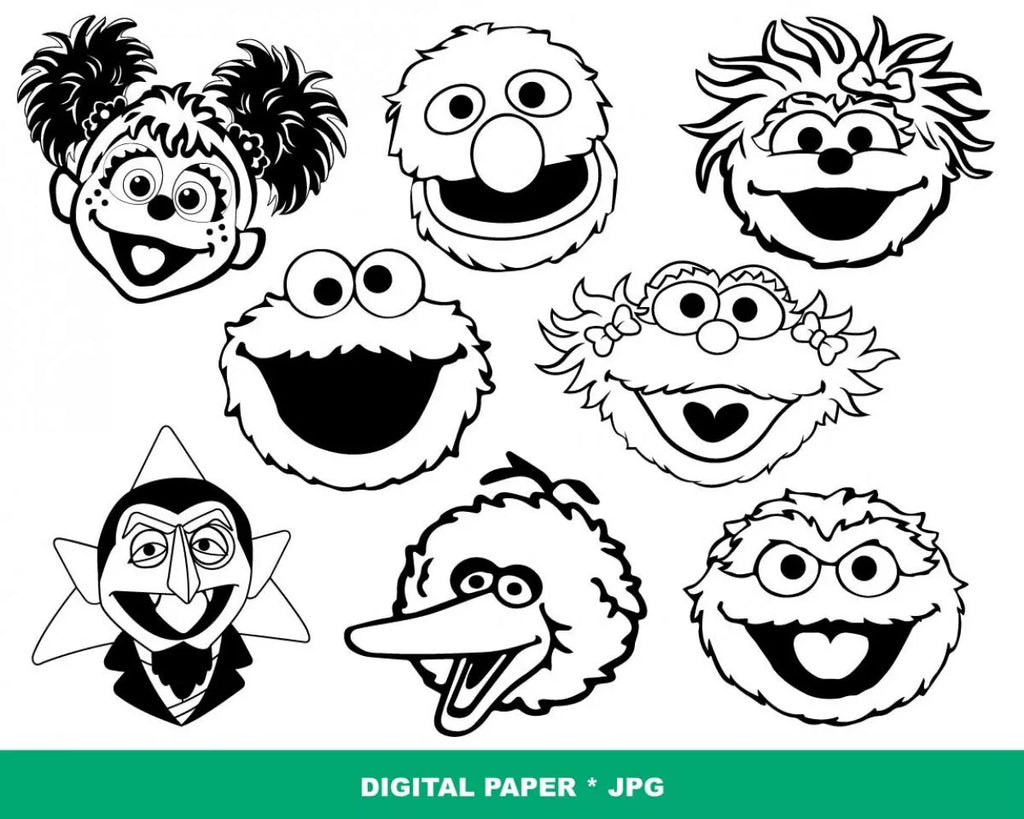 Sesame street svg files for cricut cookie monster clipart elmo svg