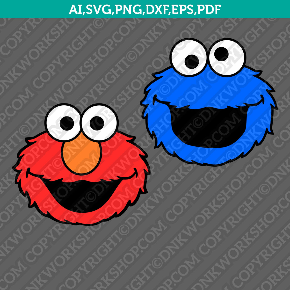 Elmo cookie monster face sesame street svg sticker decal silhouette ca â