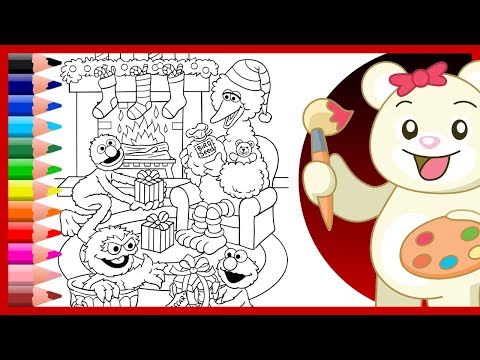 Sesae street christas coloring pages kids learn colors