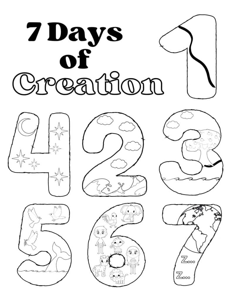 Days of creation coloring pages