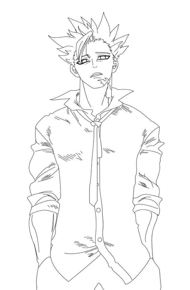 Amazing ban coloring pages anime male sketch