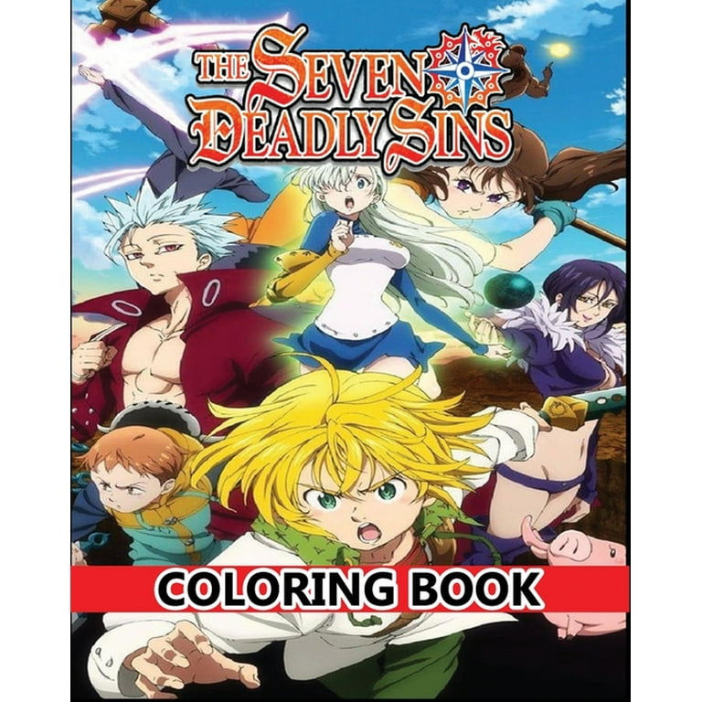 The seven deadly sins coloring book nanatsu no taizi anime coloring book for kids and adults x pages paperback