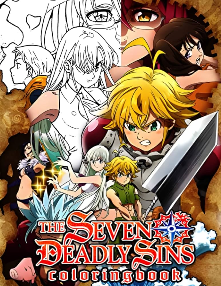 Seven deadly sins coloring book incredible coloring book for kids and adults with adorable illustrations of seven deadly sins for create beautiful art and having fun moua hou books