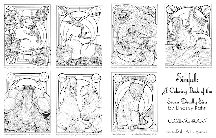 Sinful a coloring book of the seven deadly sins by lindsey kahn seven more deadly coloring pages finally â