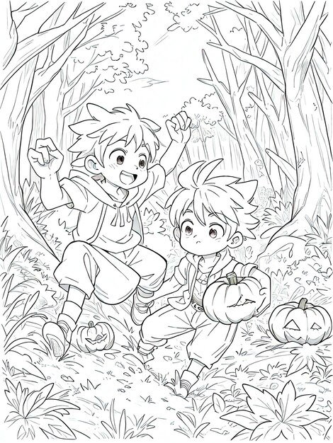 Premium ai image halloween lineart coloring book spooky fun awaits