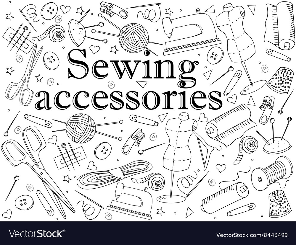 Sewing accessories coloring book royalty free vector image
