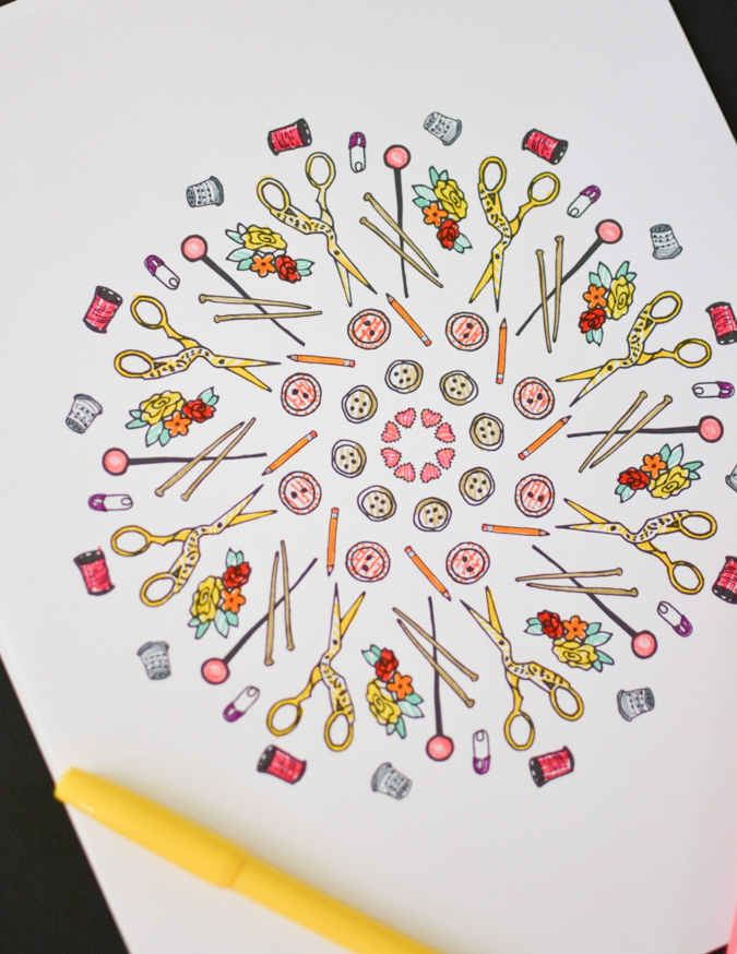 Sewing coloring page