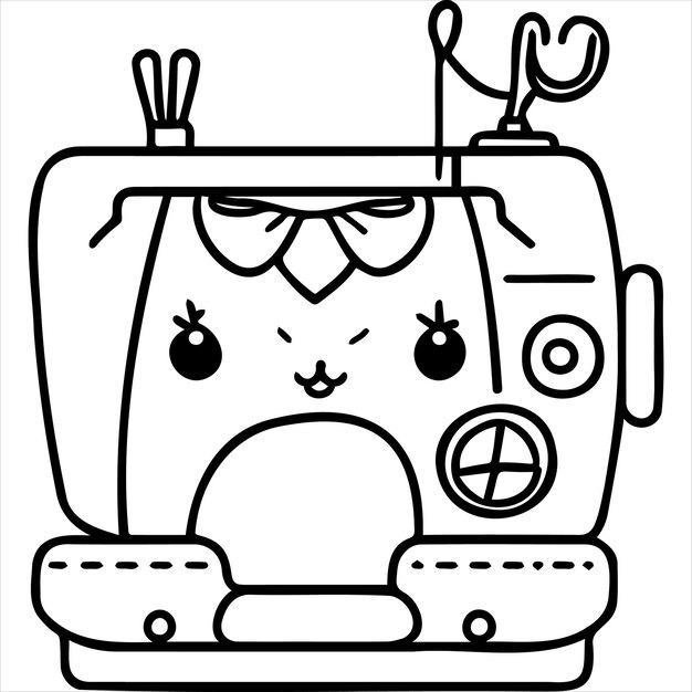 Premium vector kawaii sewing machine coloring page