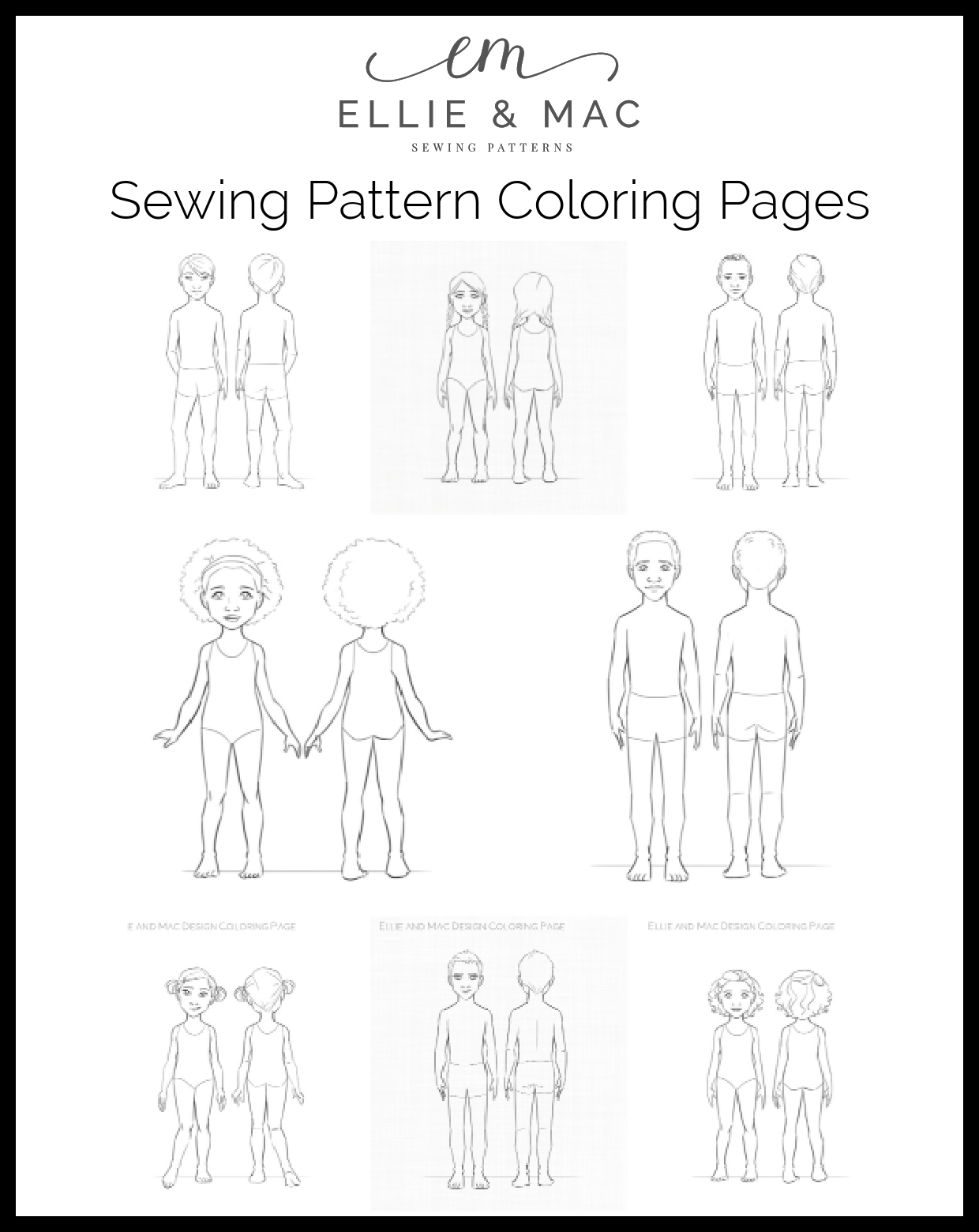 Sewing pattern coloring pages
