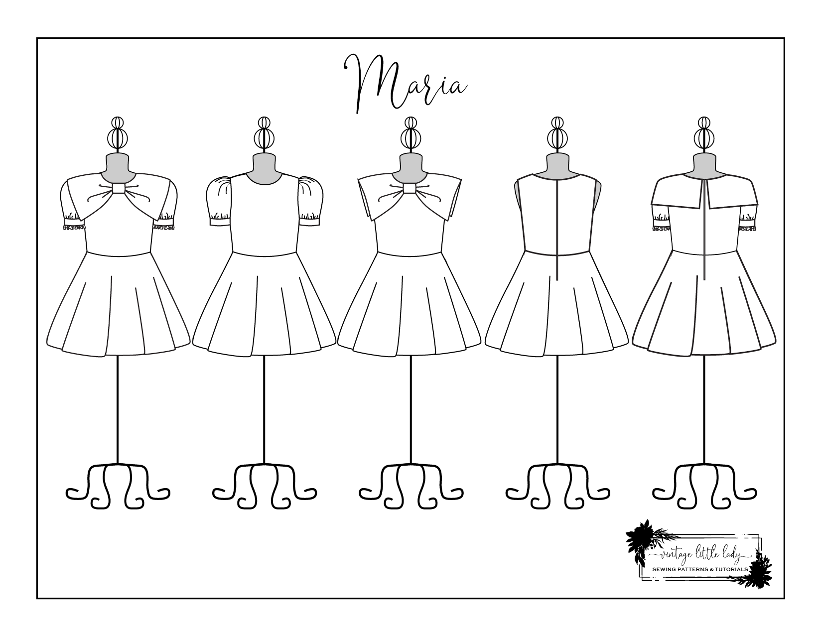 Maria free coloring page vintage little lady