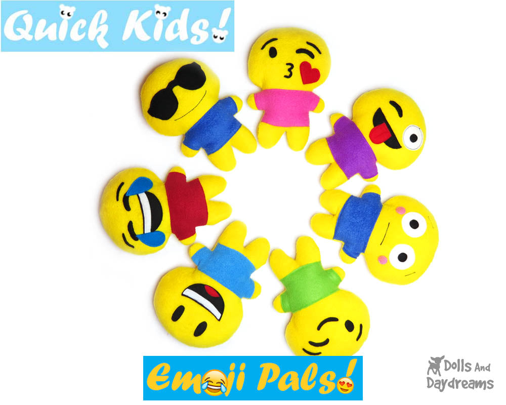 Quick kids smile emoji sewing pattern dolls and daydreams