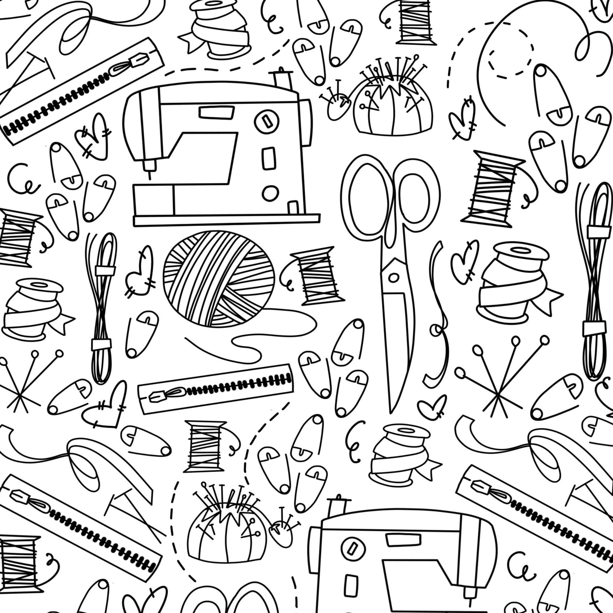 Sewing crafts coloring page digital printable instant download