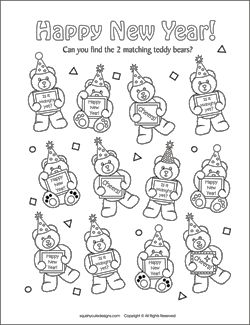 New years coloring pages puzzles squishy