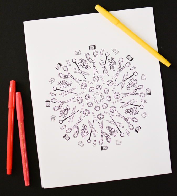Sewing coloring page