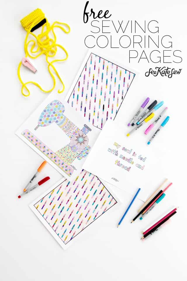 Free sewing coloring pages