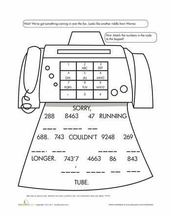 Telephone keypad puzzle education kids math worksheets fun homeschool math workbook
