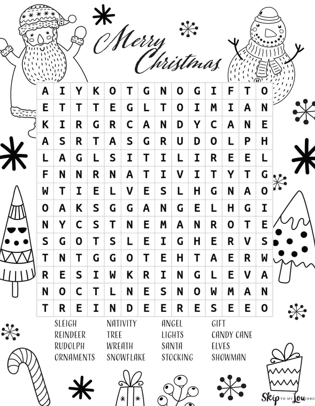 Christmas word search skip to my lou