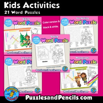 Childrens activities word search puzzle coloring pages mega bundle