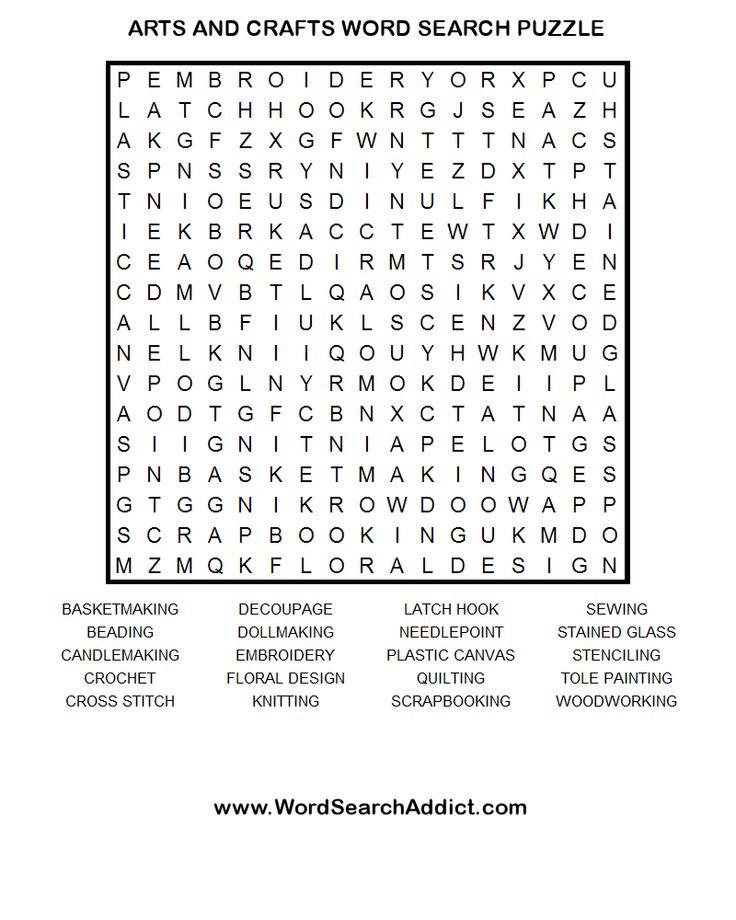Arts and crafts printable word search puzzle word search puzzles printables printable crossword puzzles word search printables