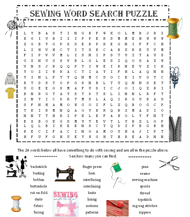 Sewing word search puzzle sewing terms made by teachers