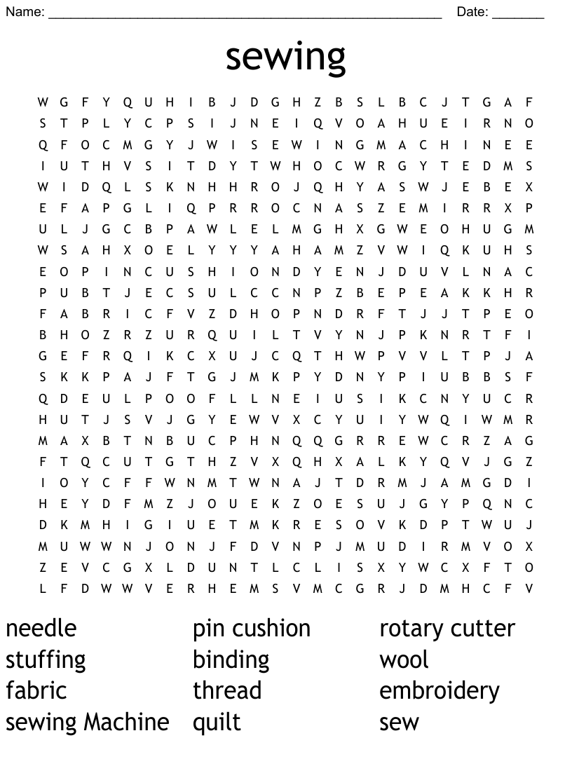 Sewing word search