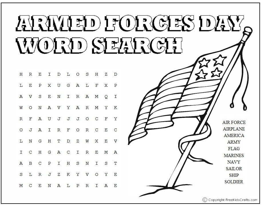 Armed forces day word search