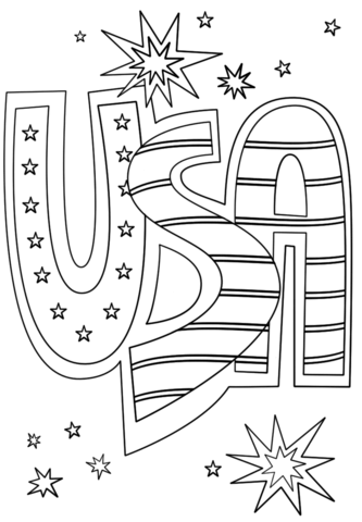 Usa doodle coloring page free printable coloring pages