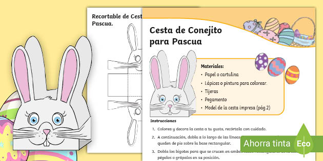 Manualidad cesta de conejito de pascua teacher made