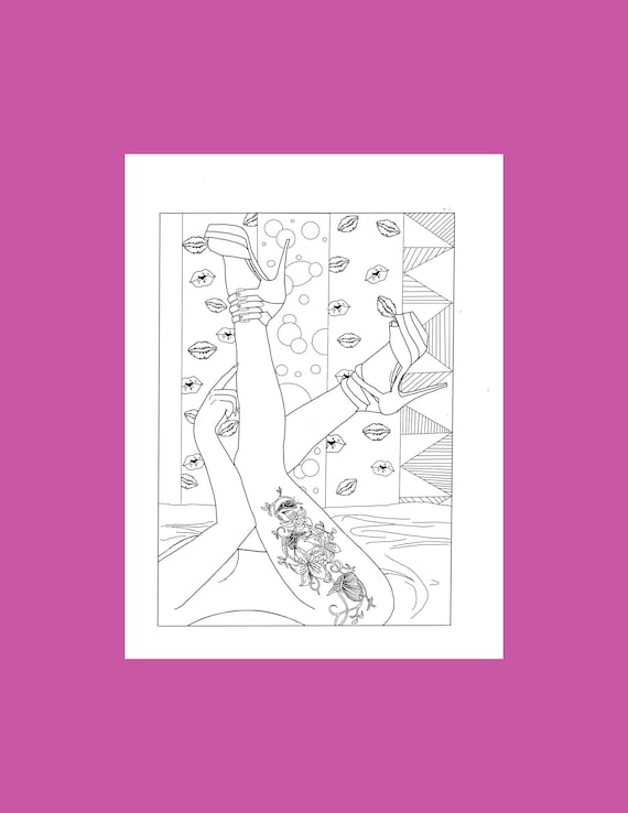 Sexy erotic coloring pages digital art print tattoo line art pattern digital download sex positive bedroom decor adult coloring