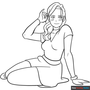 Sexy anime girl coloring page easy drawing guides