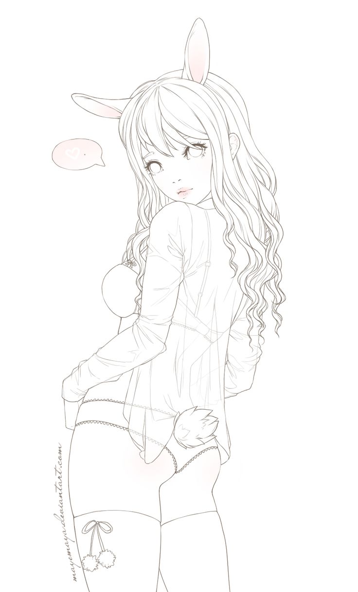 Free bunny lineart by mayemaya on deviantart manga coloring book coloring book art anime girl drawings