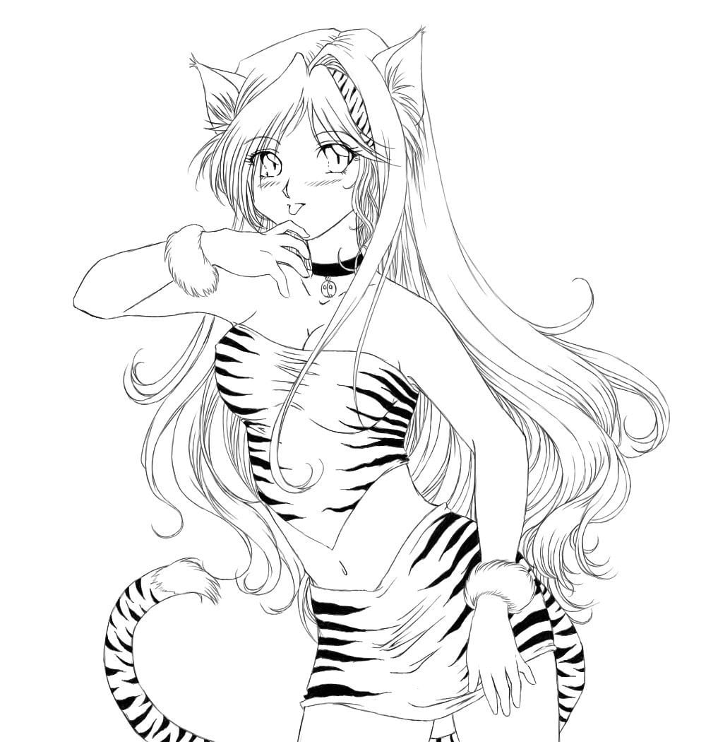 Coloring pages of anime girls