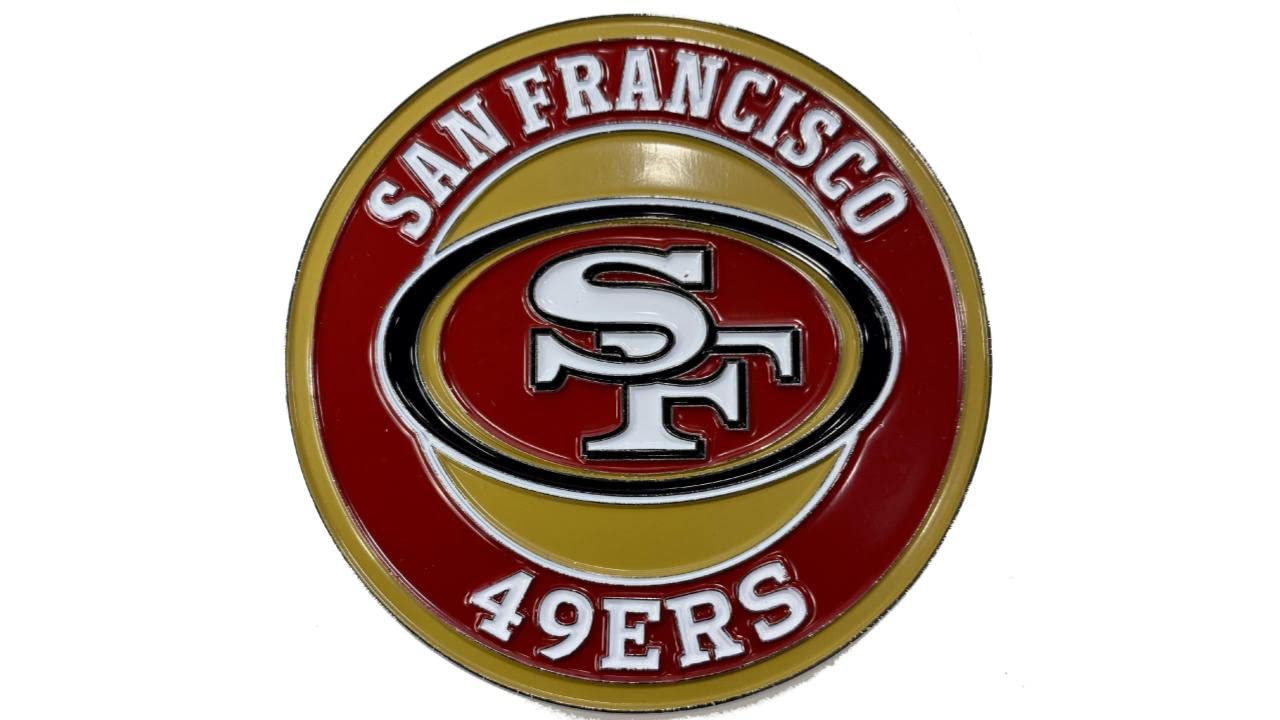 San francisco ers nfl metal d team emblem by fanmats all weather decal for indooroutdoor use