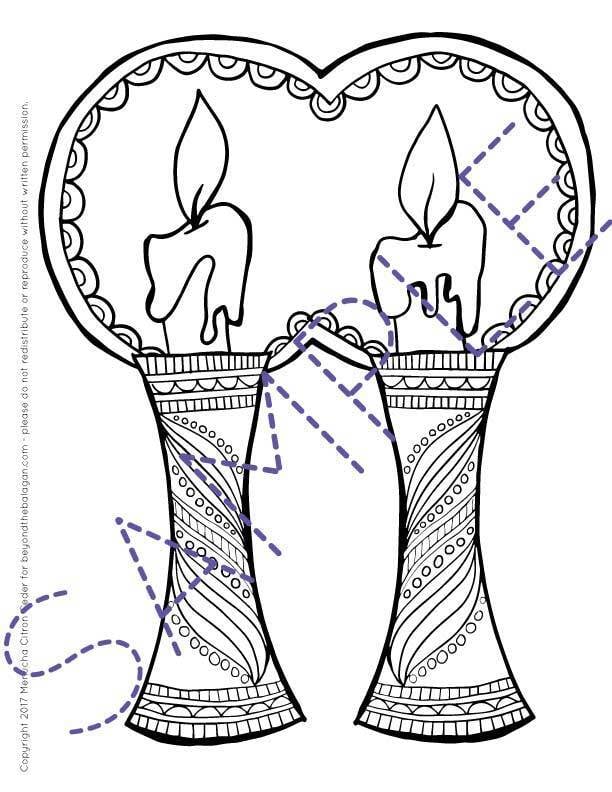 Shabbat coloring page for adults