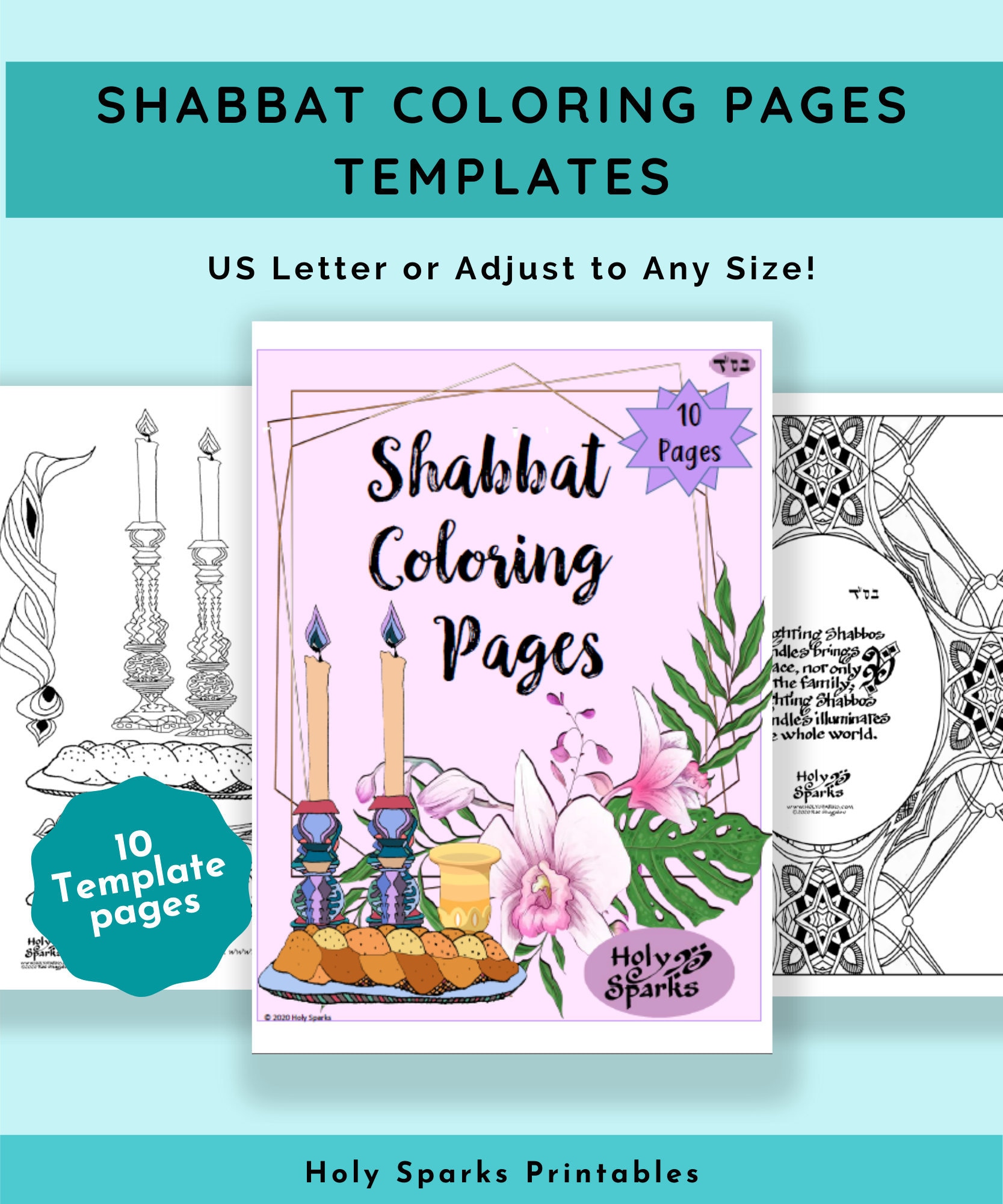 Shabbat coloring page template printable