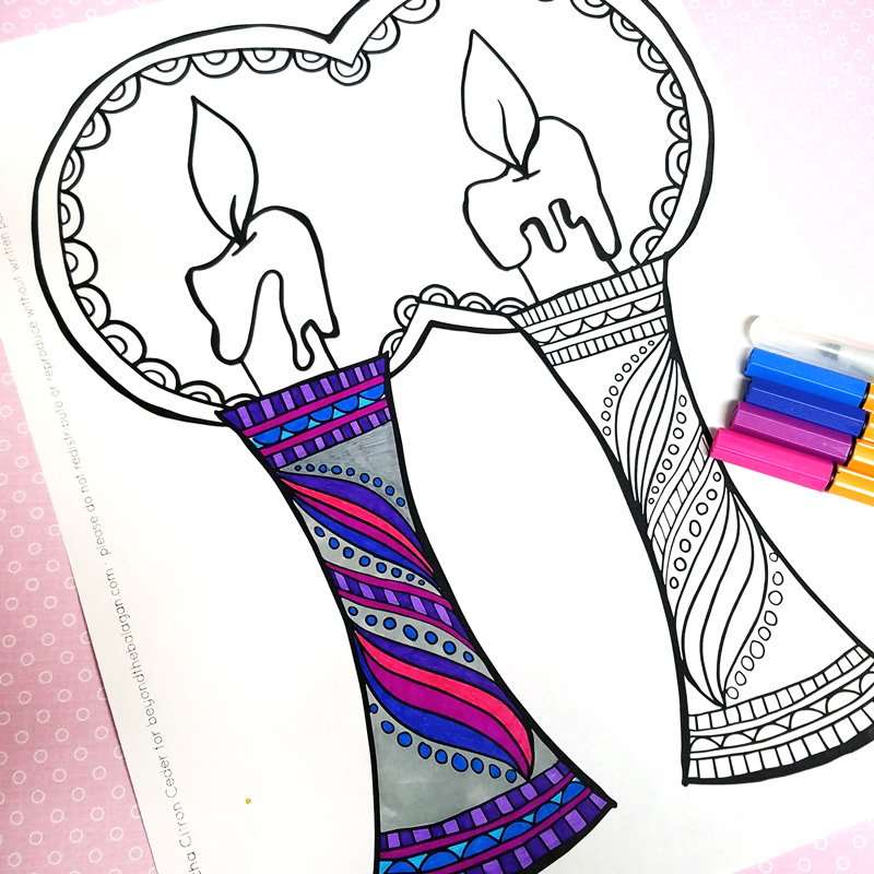 Shabbat coloring page for adults
