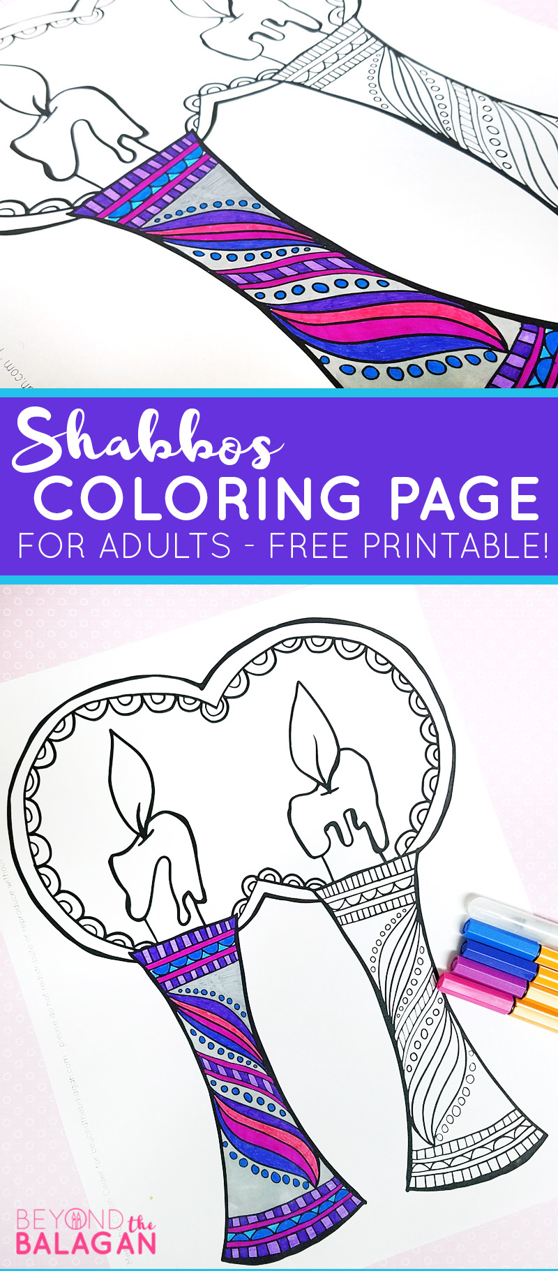 Shabbat coloring page for adults
