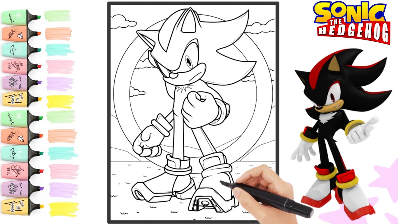 Sonic shadow the hedgehog coloring page coloring video for kids coloringpage sonicthehedgehog