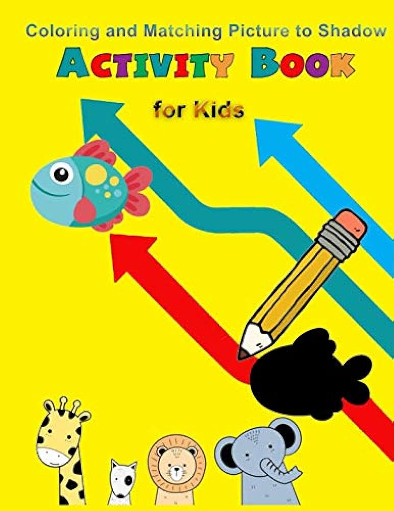 Coloring and matching picture to shadow activity book for kids matching figure worksheet puzzle game and coloring book for preschool toddler children age
