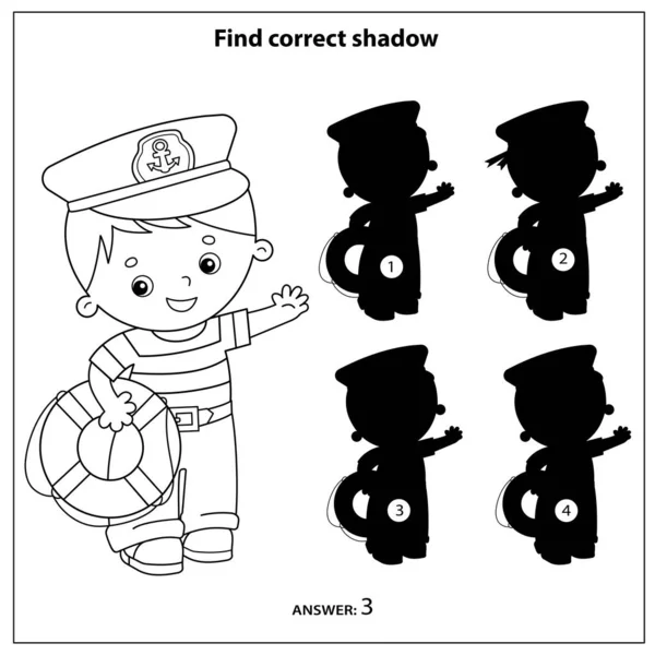 Find correct shadow puzzle game kids coloring page outline cartoon stock vector by oleon